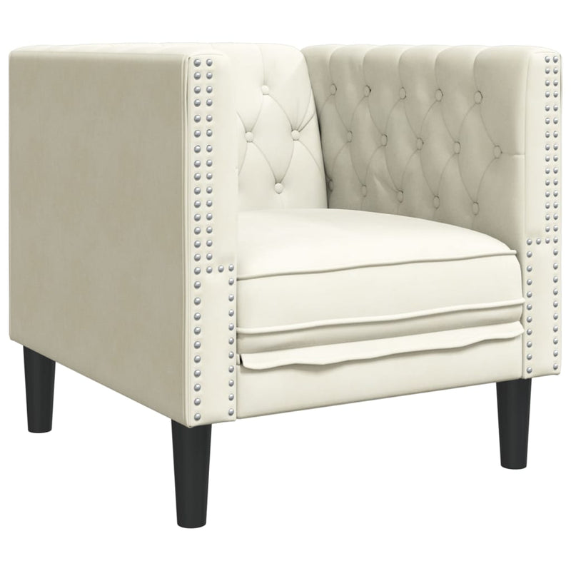 vidaXL krémszínű bársony Chesterfield kanapéfotel
