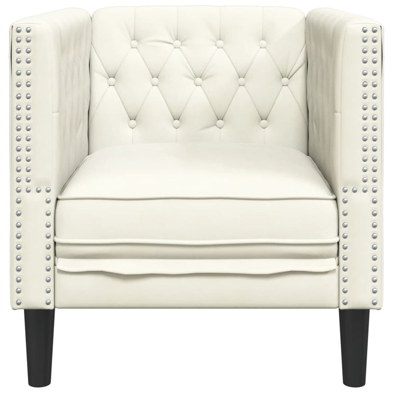 vidaXL krémszínű bársony Chesterfield kanapéfotel