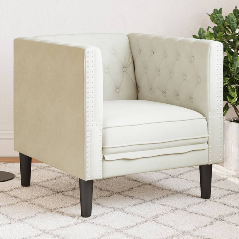 vidaXL krémszínű bársony Chesterfield kanapéfotel