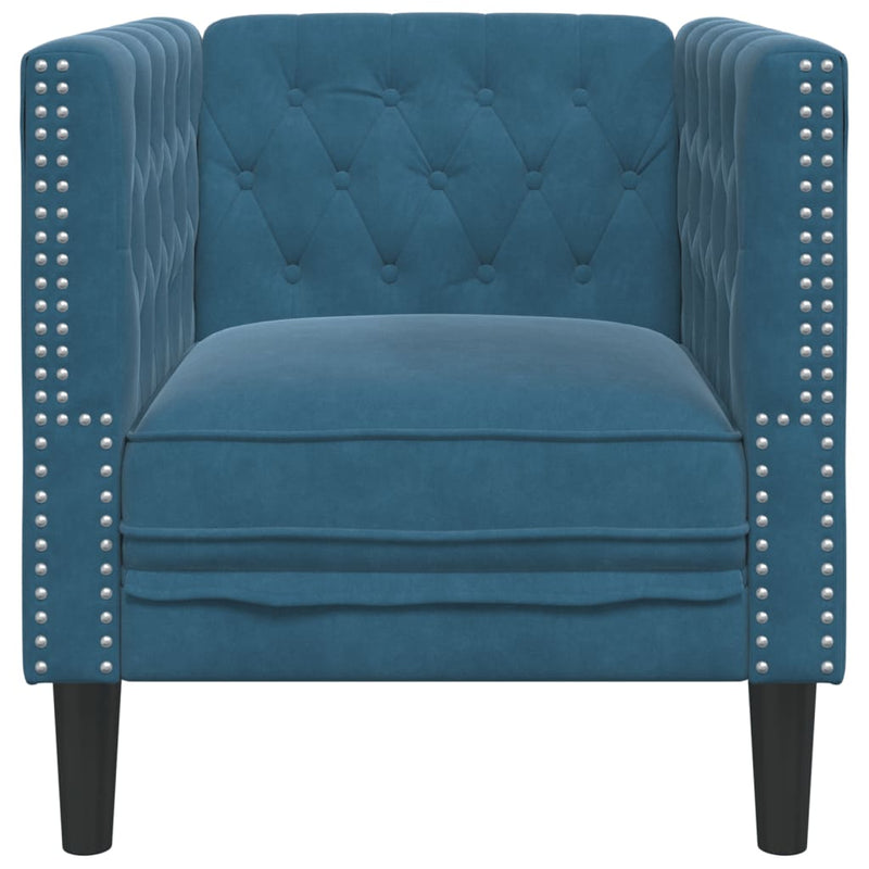 vidaXL kék bársony Chesterfield kanapéfotel