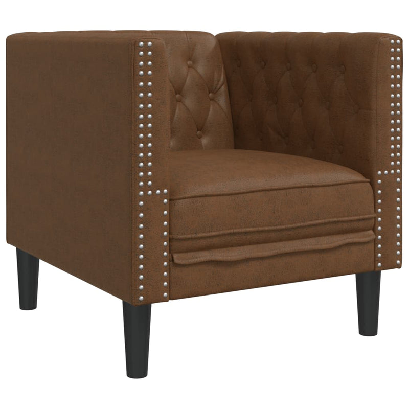 vidaXL barna művelúr Chesterfield kanapéfotel