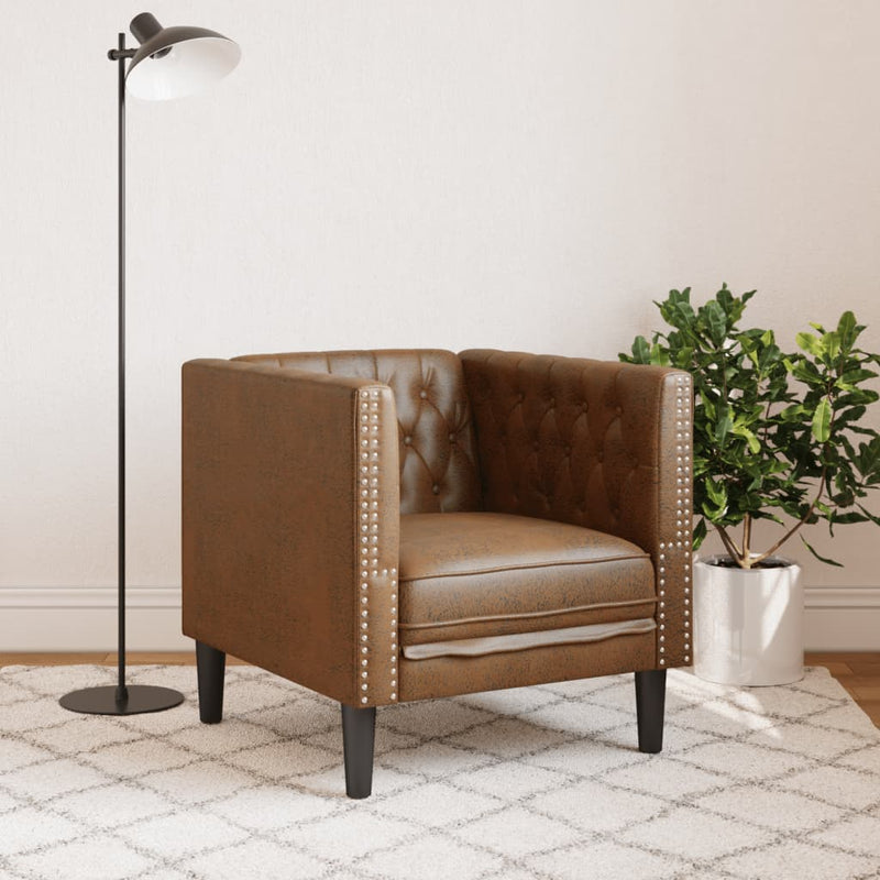 vidaXL barna művelúr Chesterfield kanapéfotel