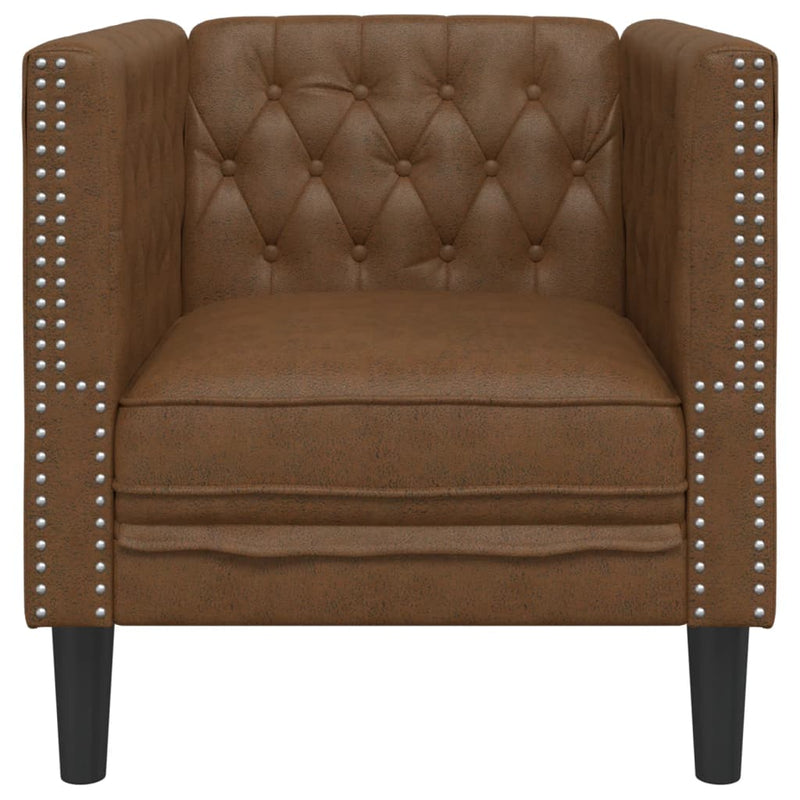 vidaXL barna művelúr Chesterfield kanapéfotel