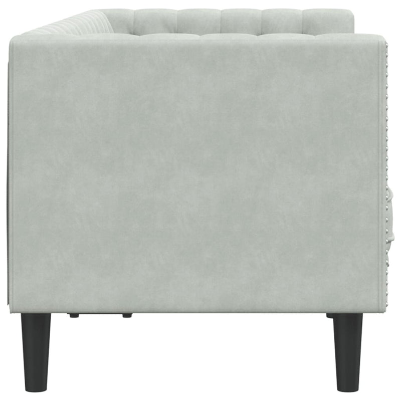 vidaXL 2 személyes világoszöld bársony Chesterfield kanapé párnákkal