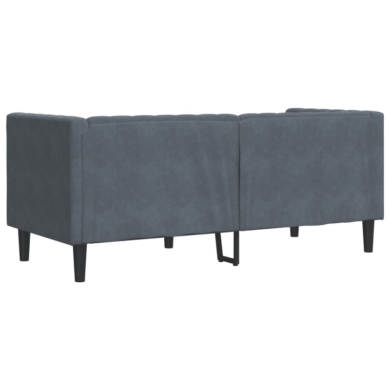 vidaXL 2 személyes sötétszürke bársony Chesterfield kanapé párnákkal