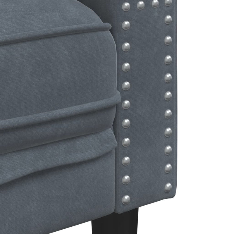 vidaXL 2 személyes sötétszürke bársony Chesterfield kanapé párnákkal