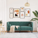 vidaXL 2 személyes sötétzöld bársony hengerpárnás Chesterfield kanapé