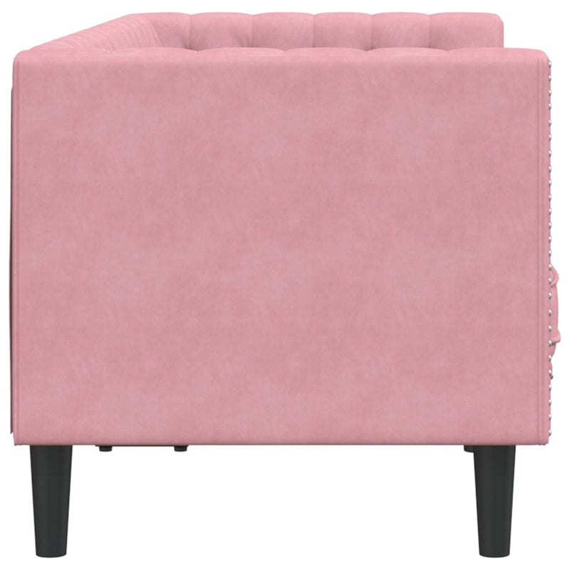 vidaXL 2 személyes rózsaszín bársony Chesterfield kanapé párnákkal