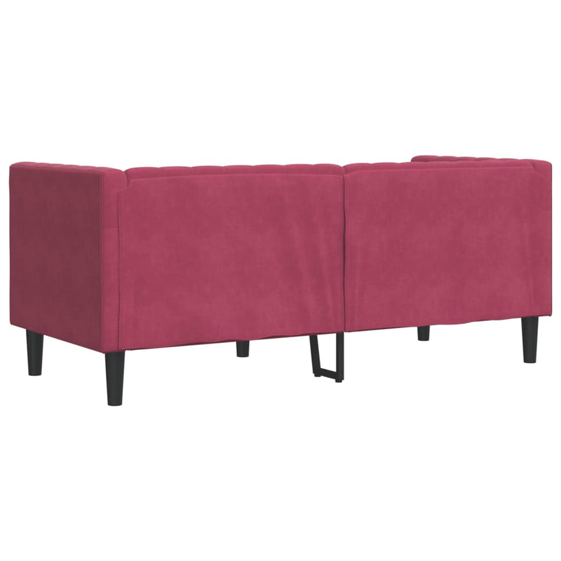 vidaXL 2 személyes bordó bársony Chesterfield kanapé hengerpárnákkal