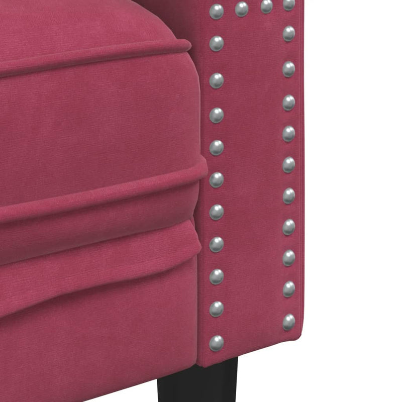 vidaXL 2 személyes bordó bársony Chesterfield kanapé hengerpárnákkal