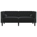 vidaXL 2 személyes fekete bársony Chesterfield kanapé hengerpárnákkal