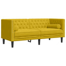 vidaXL 2 személyes sárga bársony Chesterfield kanapé hengerpárnákkal
