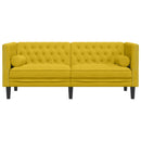 vidaXL 2 személyes sárga bársony Chesterfield kanapé hengerpárnákkal