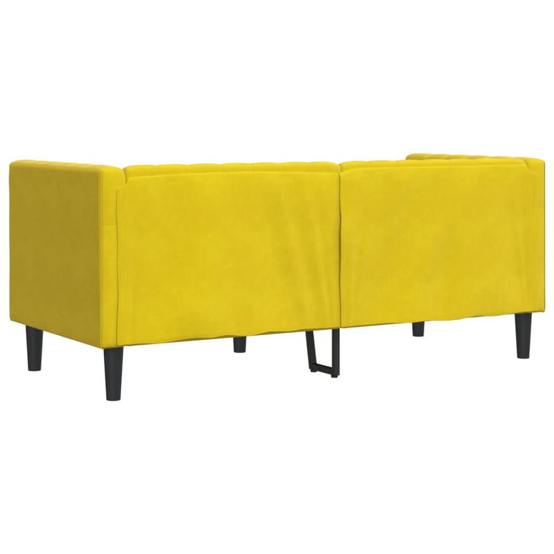 vidaXL 2 személyes sárga bársony Chesterfield kanapé hengerpárnákkal