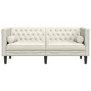 vidaXL 2 személyes krémszínű bársony Chesterfield kanapé párnákkal