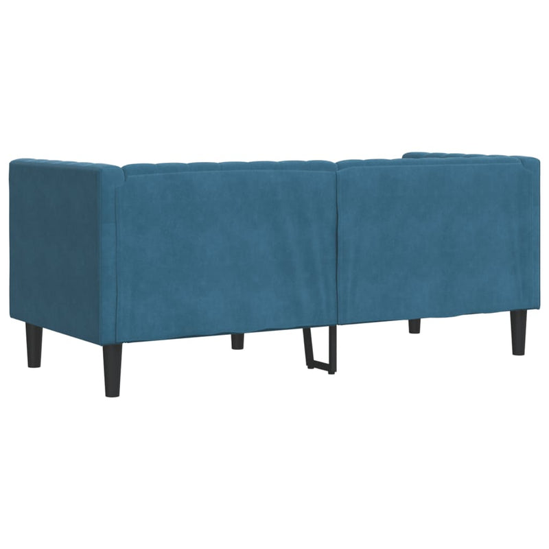 vidaXL 2 személyes kék bársony Chesterfield kanapé hengerpárnákkal
