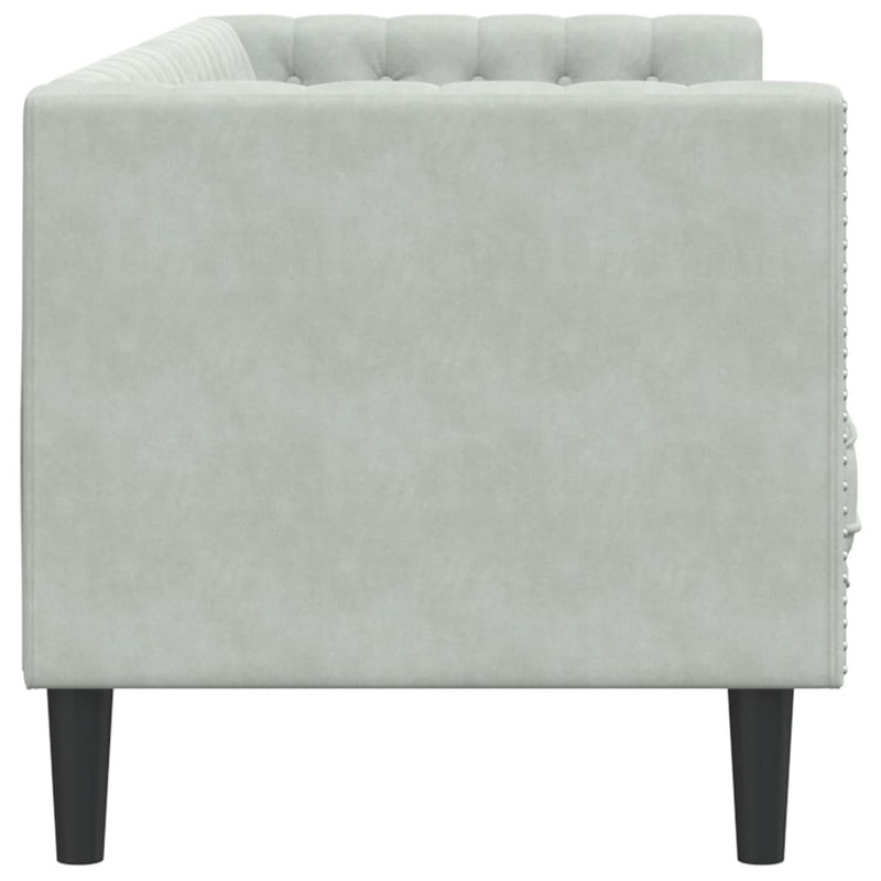 vidaXL 3 személyes világoszöld bársony Chesterfield kanapé párnákkal