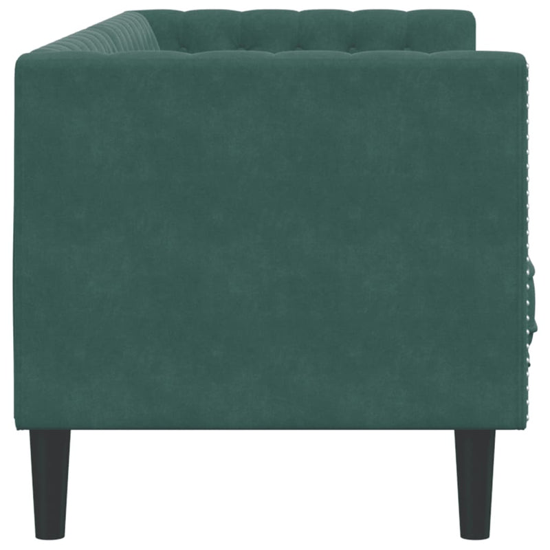 vidaXL 3 személyes sötétzöld bársony Chesterfield kanapé párnákkal