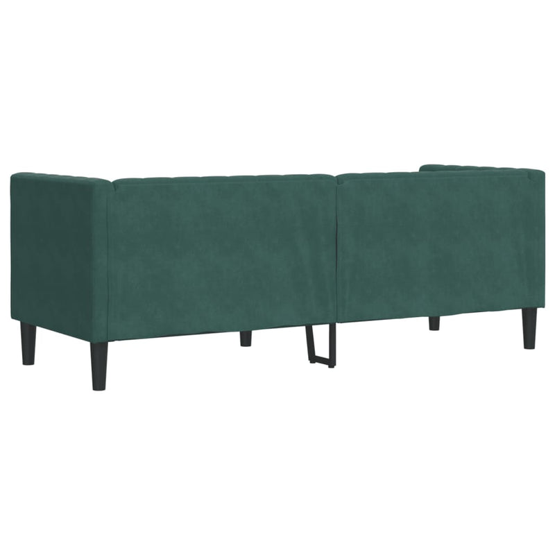 vidaXL 3 személyes sötétzöld bársony Chesterfield kanapé párnákkal