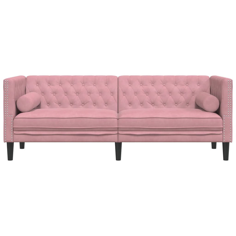 vidaXL 3 személyes rózsaszín bársony Chesterfield kanapé párnákkal