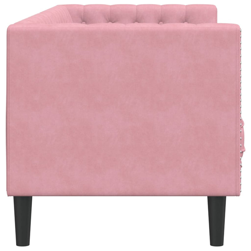 vidaXL 3 személyes rózsaszín bársony Chesterfield kanapé párnákkal