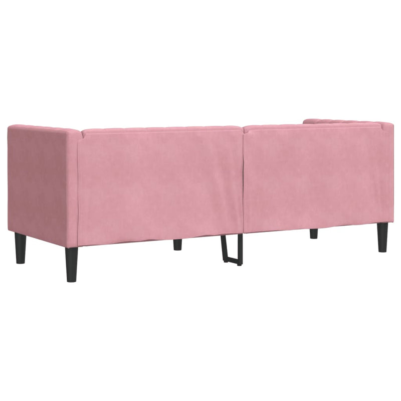 vidaXL 3 személyes rózsaszín bársony Chesterfield kanapé párnákkal