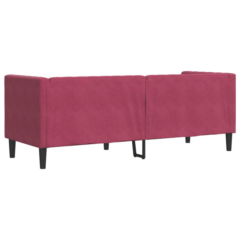 vidaXL 3 személyes bordó bársony Chesterfield kanapé hengerpárnákkal