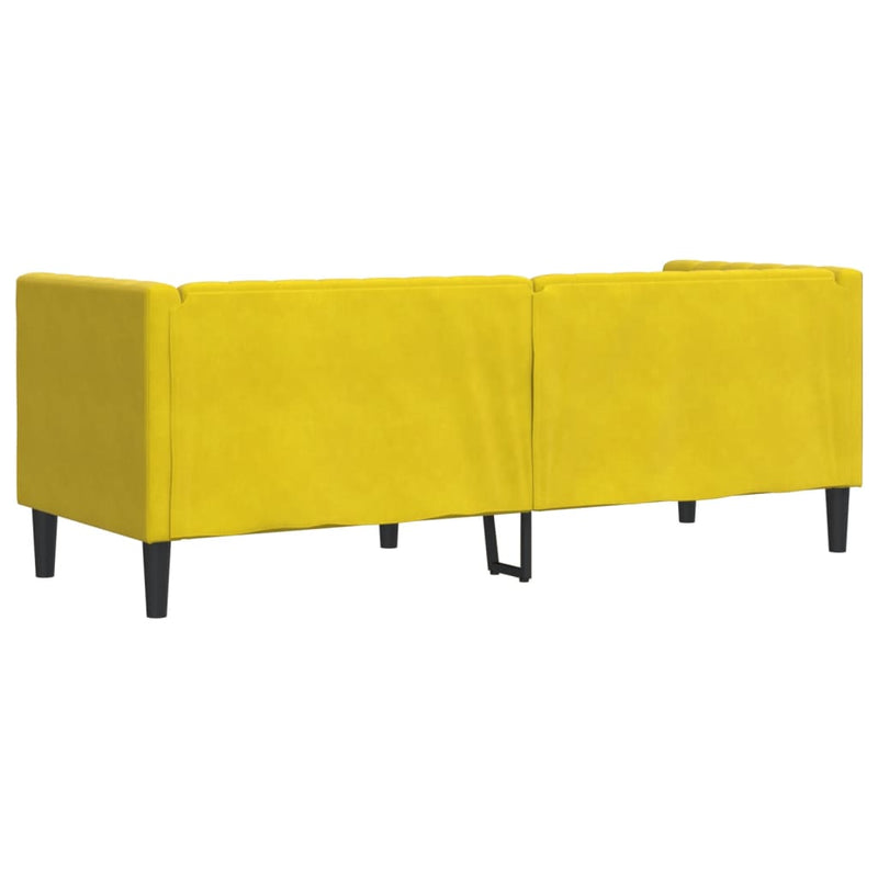 vidaXL 3 személyes sárga bársony Chesterfield kanapé hengerpárnákkal