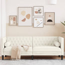 vidaXL 3 személyes krémszínű bársony Chesterfield kanapé párnákkal