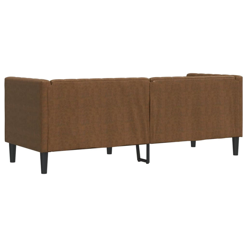 vidaXL 3 személyes barna műbőr Chesterfield kanapé hengerpárnákkal