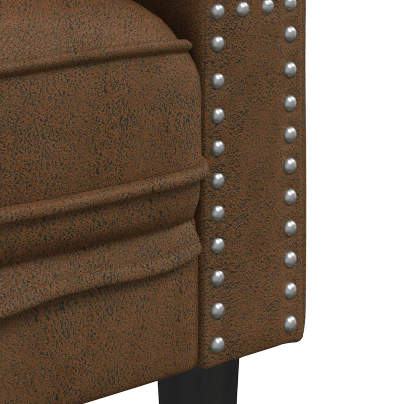 vidaXL 3 személyes barna műbőr Chesterfield kanapé hengerpárnákkal