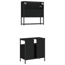 vidaXL 2 részes fekete szerelt fa fürdőszobai bútorszett