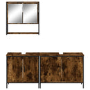 vidaXL 3 részes füstös tölgy színű szerelt fa fürdőszobai bútorszett