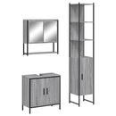 vidaXL 3 részes szürke sonoma színű szerelt fa fürdőszobai bútorszett