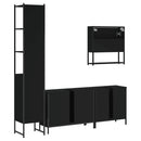 vidaXL 4 részes fekete szerelt fa fürdőszobai bútorszett