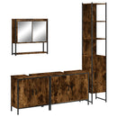 vidaXL 4 részes füstös tölgy színű szerelt fa fürdőszobai bútorszett