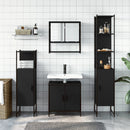 vidaXL 4 részes fekete szerelt fa fürdőszobai bútorszett