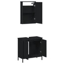 vidaXL 2 részes fekete szerelt fa fürdőszobai bútorszett