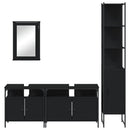 vidaXL 4 részes fekete szerelt fa fürdőszobai bútorszett
