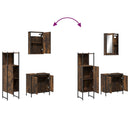 vidaXL 3 részes füstös tölgy színű szerelt fa fürdőszobai bútorszett