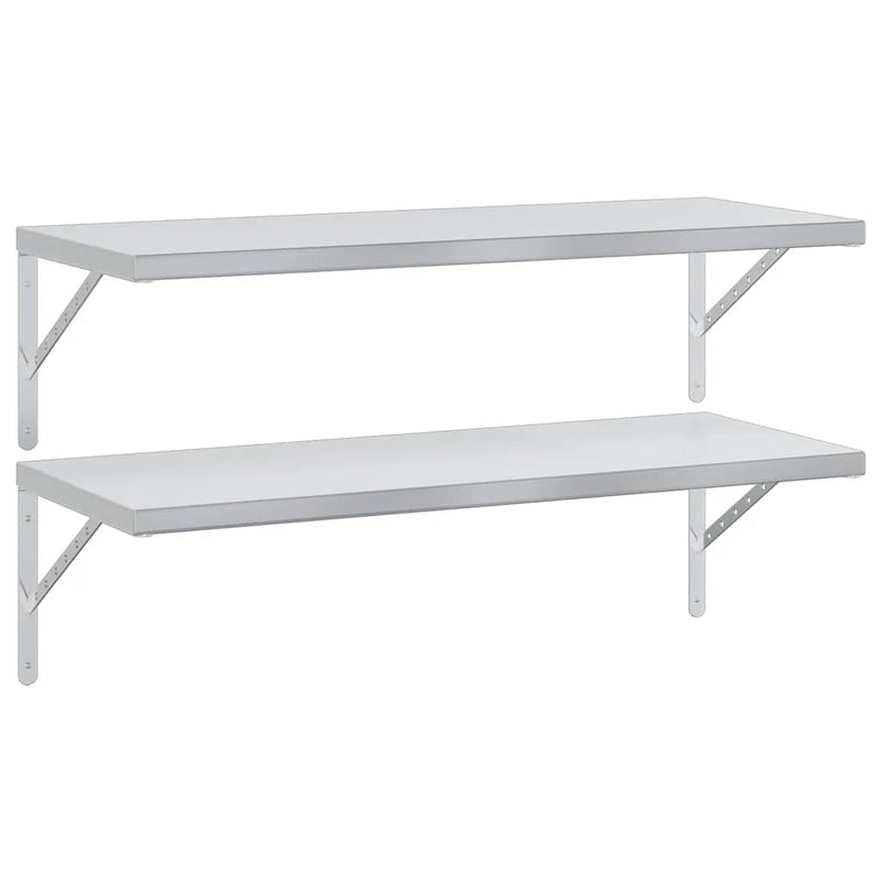 vidaXL 2 db ezüstszínű rozsdamentes acél fali polc 100x40 cm