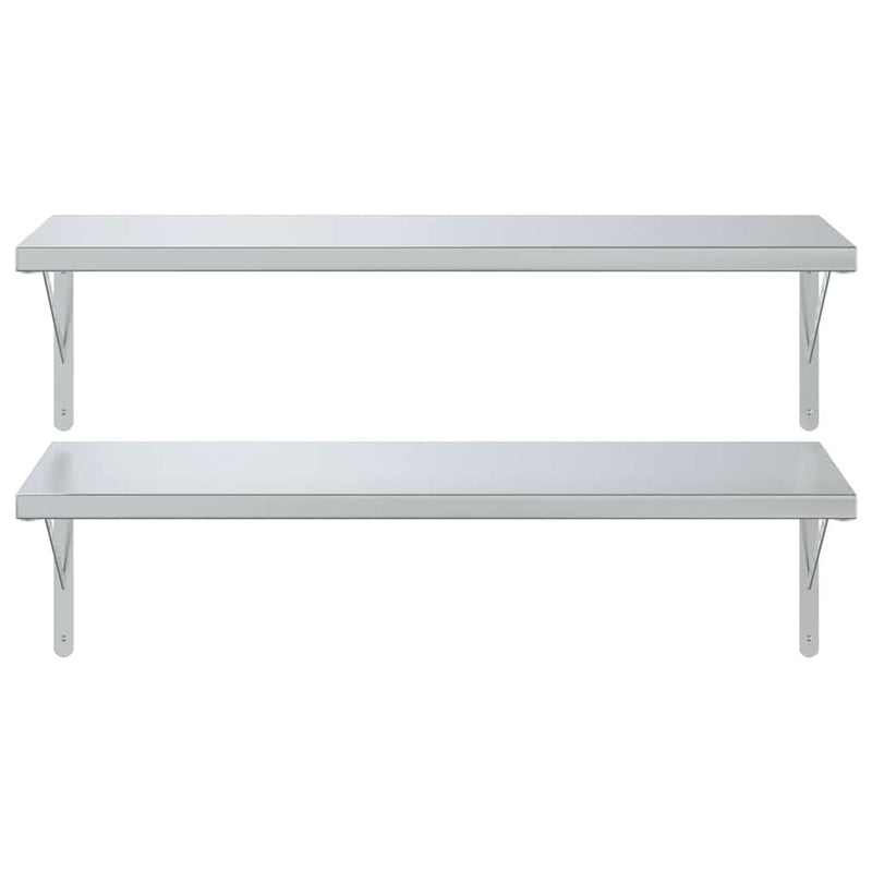 vidaXL 2 db ezüstszínű rozsdamentes acél fali polc 100x40 cm