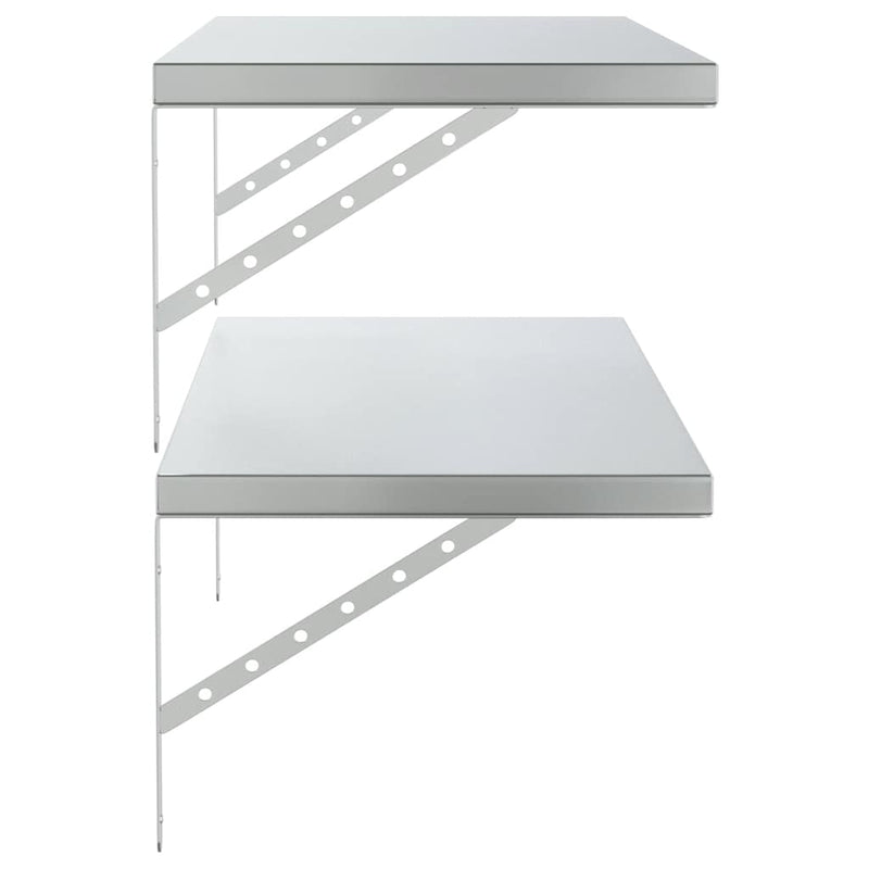 vidaXL 2 db ezüstszínű rozsdamentes acél fali polc 100x40 cm