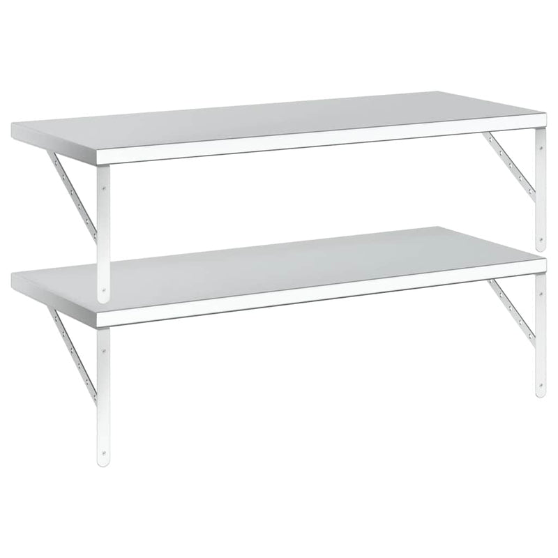 vidaXL 2 db ezüstszínű rozsdamentes acél fali polc 100x40 cm