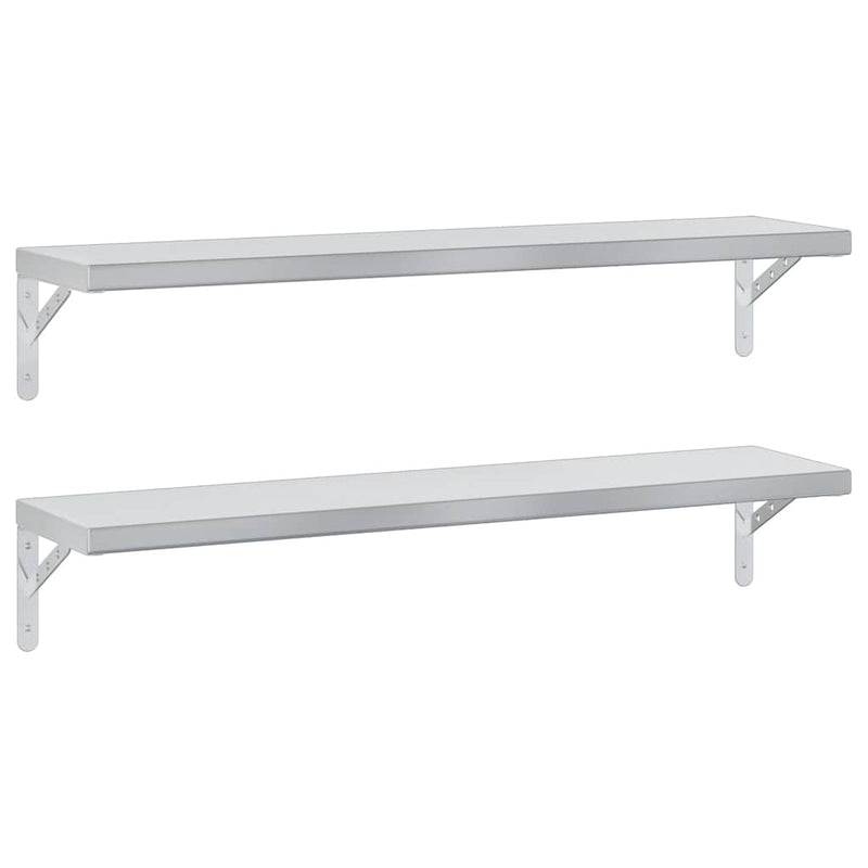 vidaXL 2 db ezüstszínű rozsdamentes acél fali polc 100 x 23,5 cm