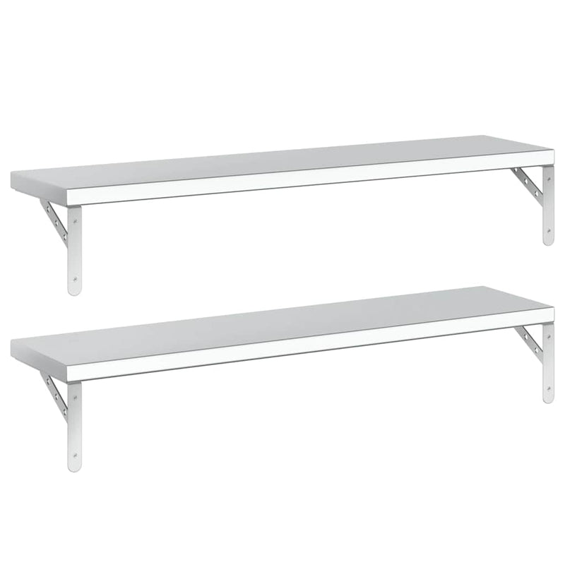 vidaXL 2 db ezüstszínű rozsdamentes acél fali polc 100 x 23,5 cm