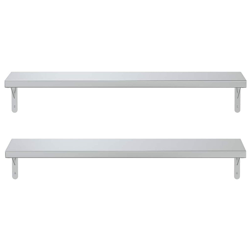 vidaXL 2 db ezüstszínű rozsdamentes acél fali polc 100 x 23,5 cm