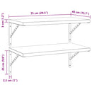 vidaXL 2 db ezüstszínű rozsdamentes acél fali polc 75 x 40 cm