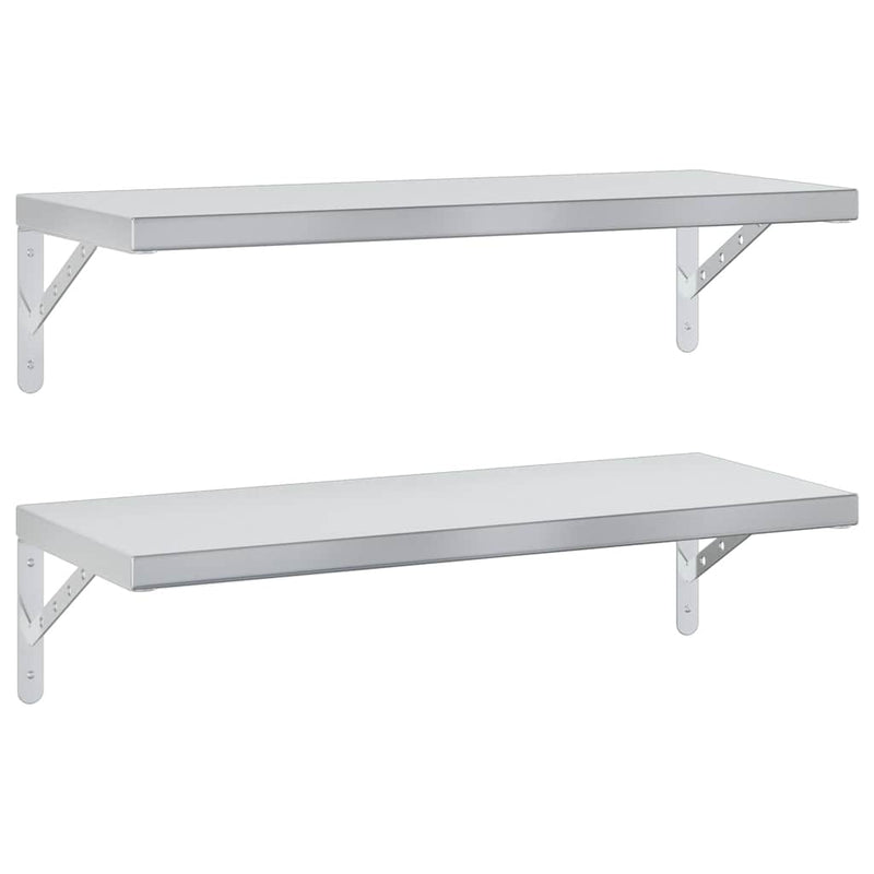 vidaXL 2 db ezüstszínű rozsdamentes acél fali polc 75 x 30 cm
