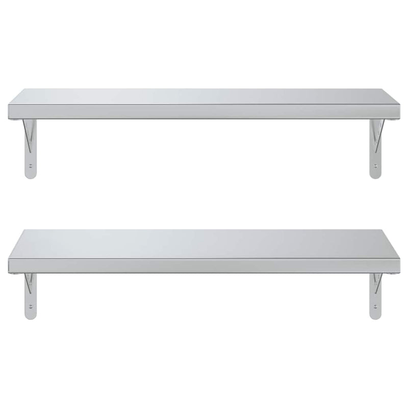 vidaXL 2 db ezüstszínű rozsdamentes acél fali polc 75 x 30 cm